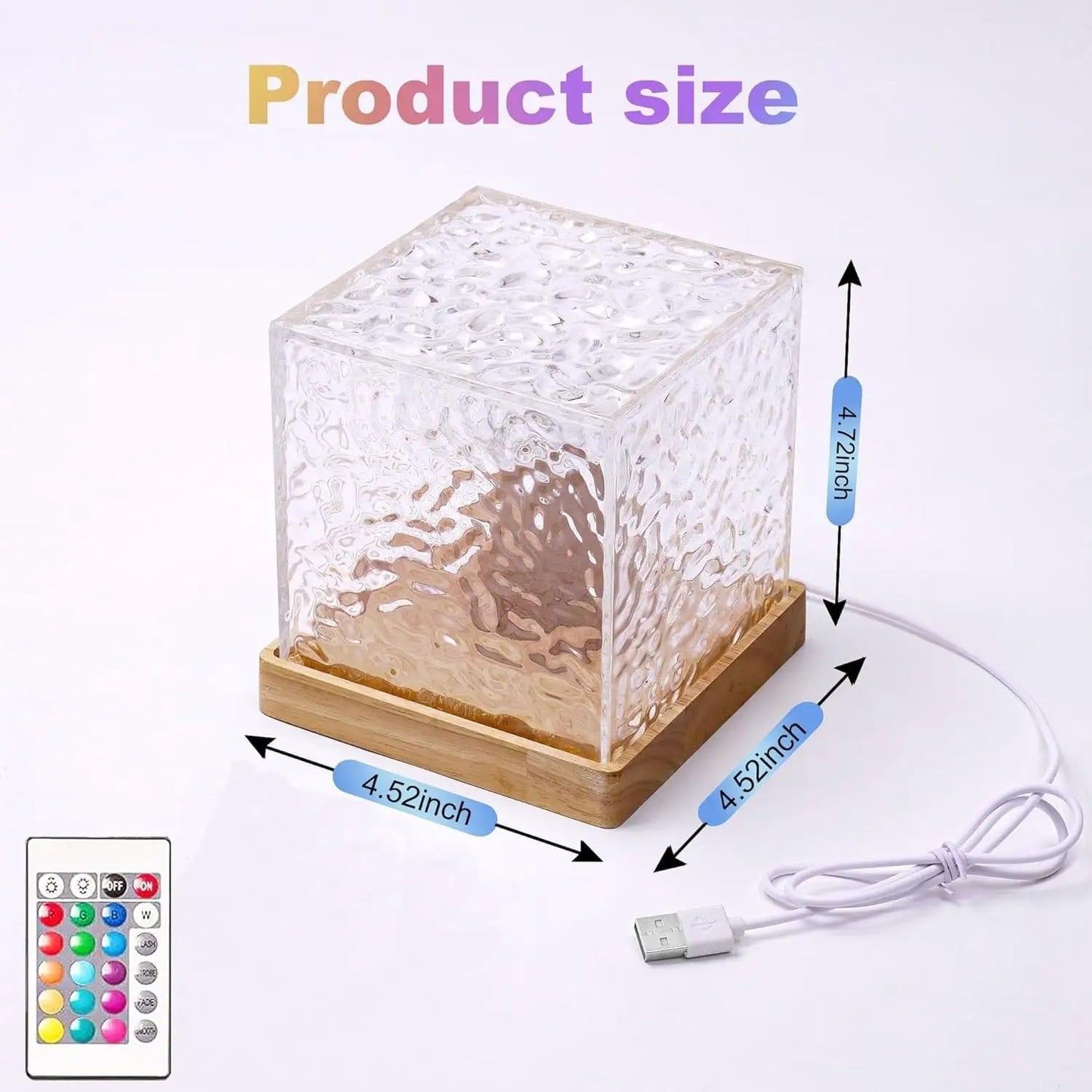 Ocean Wave Projector Night Light with Remote, 16 Color Rotating Water Cube Lamp, Northern Lights Underwater Effect Light for Kids & Adults, Relaxing Bedroom Ambiance