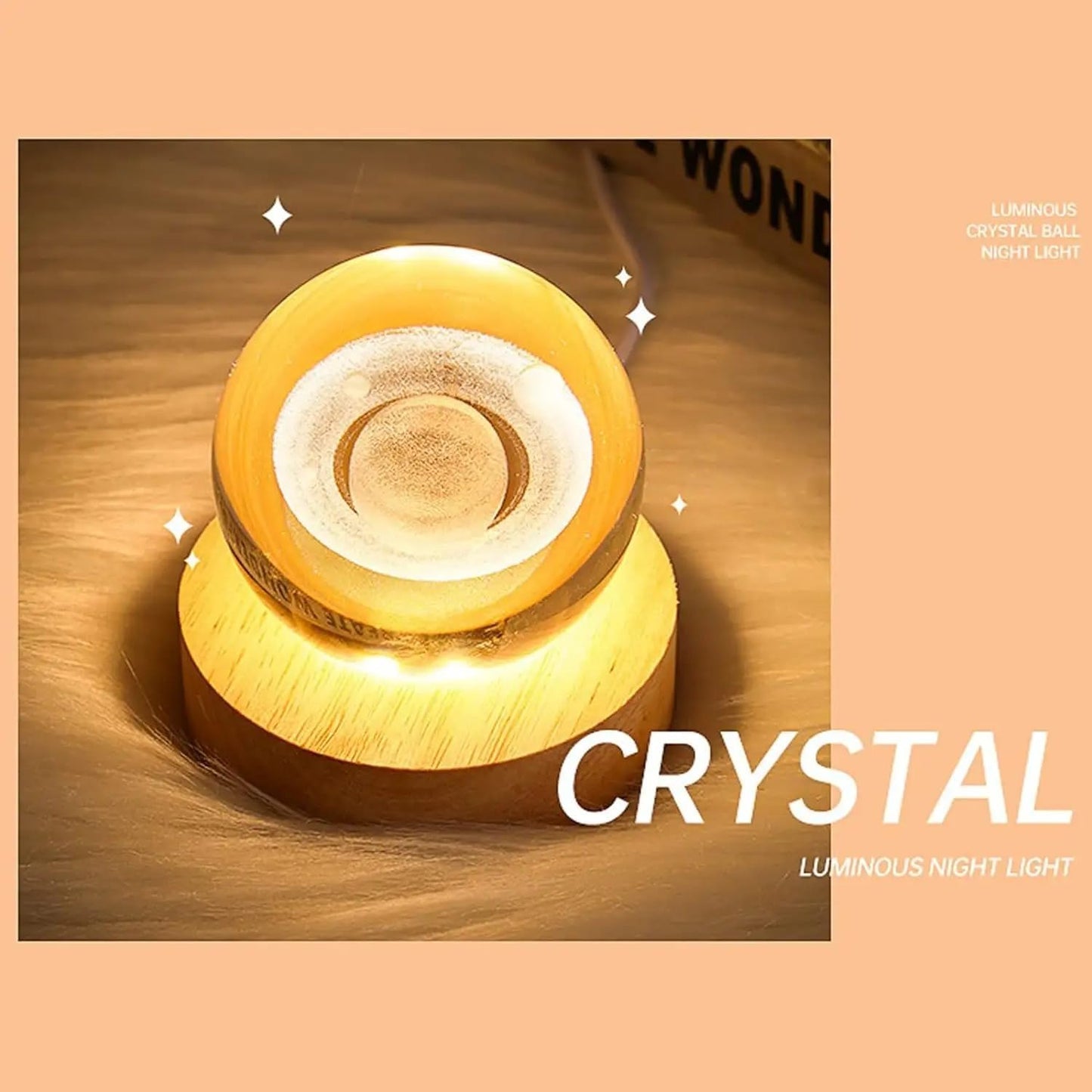 3D Space-Themed Saturn Galaxy Crystal Glass Ball Night Light, USB-Powered Glowing Planet Lamp for Dreamy Home Décor (Nebula)
