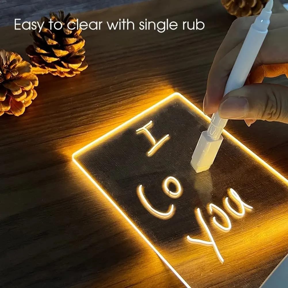 GEEN DIY LED 3D Creative Pen Illusion Acrylic Note Message Board – Rewritable Night Light with Customizable LED Message Display