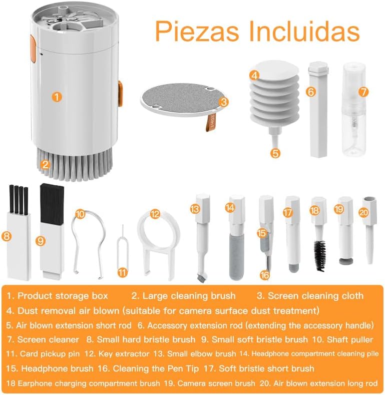 GEEN Kit de Limpieza Multifuncional - Limpieza de Teclados, Auriculares, Cámaras y más... (Kit Multifuncional 20 en 1)