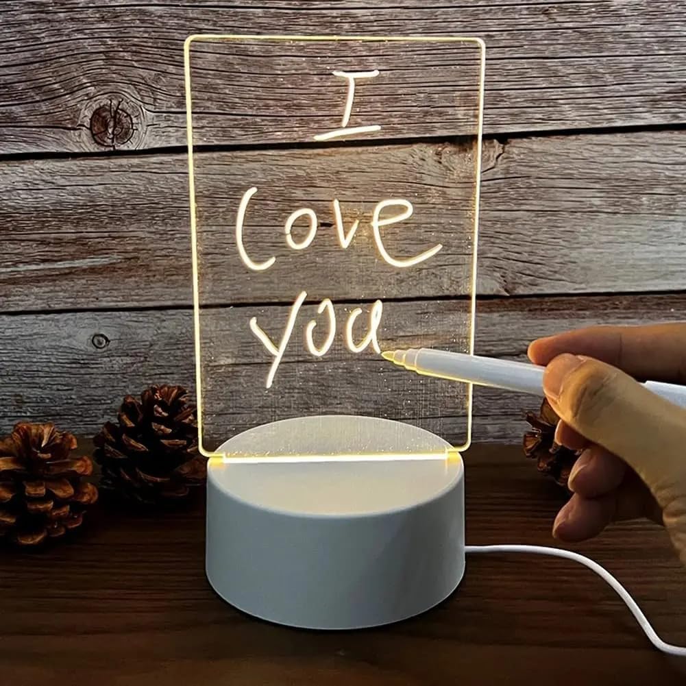 GEEN DIY LED 3D Creative Pen Illusion Acrylic Note Message Board – Rewritable Night Light with Customizable LED Message Display