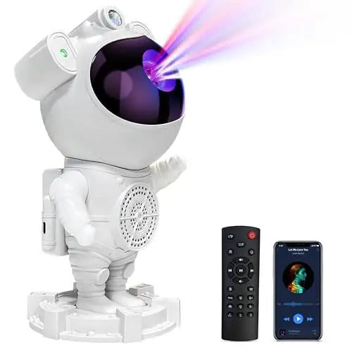 Astronaut Galaxy Projector with Bluetooth Speaker & White Noise – Star and Moon Projector for Bedroom, 360° Adjustable Nebula Night Light with Timer & Remote, Starry Sky LED Galaxy Lights