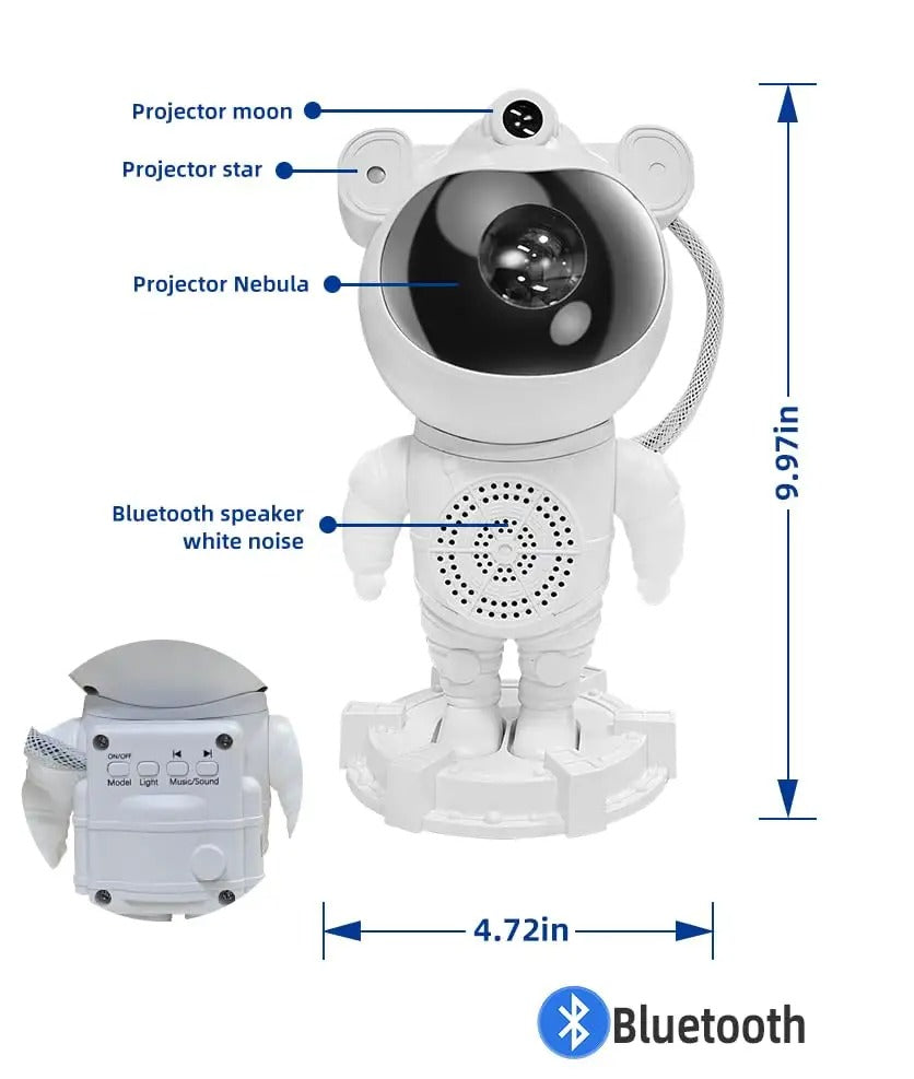 Astronaut Galaxy Projector with Bluetooth Speaker & White Noise – Star and Moon Projector for Bedroom, 360° Adjustable Nebula Night Light with Timer & Remote, Starry Sky LED Galaxy Lights