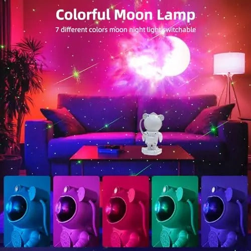 Astronaut Galaxy Projector with Bluetooth Speaker & White Noise – Star and Moon Projector for Bedroom, 360° Adjustable Nebula Night Light with Timer & Remote, Starry Sky LED Galaxy Lights