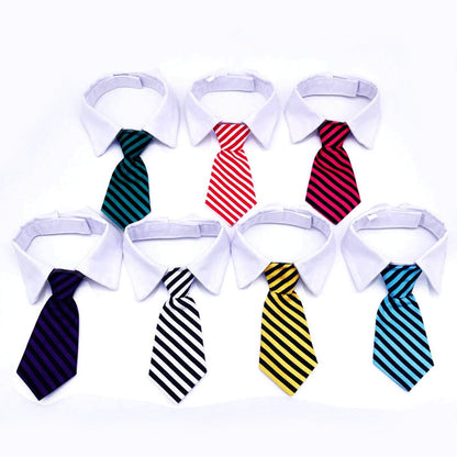 Cute Puppy Dog Striped Bow Tie Collar Pet Adjustable Neck Tie For Party Wedding White Collar Necktie Dog Supplies