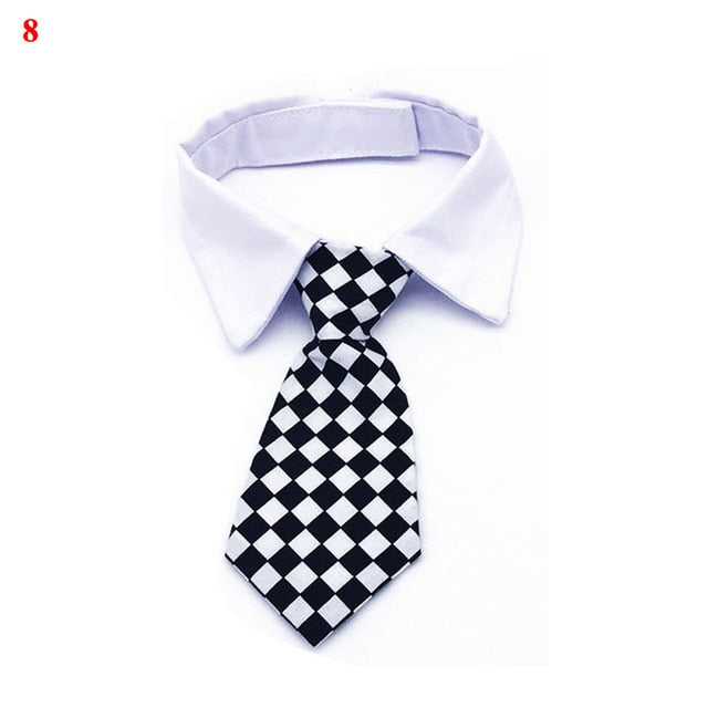 Cute Puppy Dog Striped Bow Tie Collar Pet Adjustable Neck Tie For Party Wedding White Collar Necktie Dog Supplies